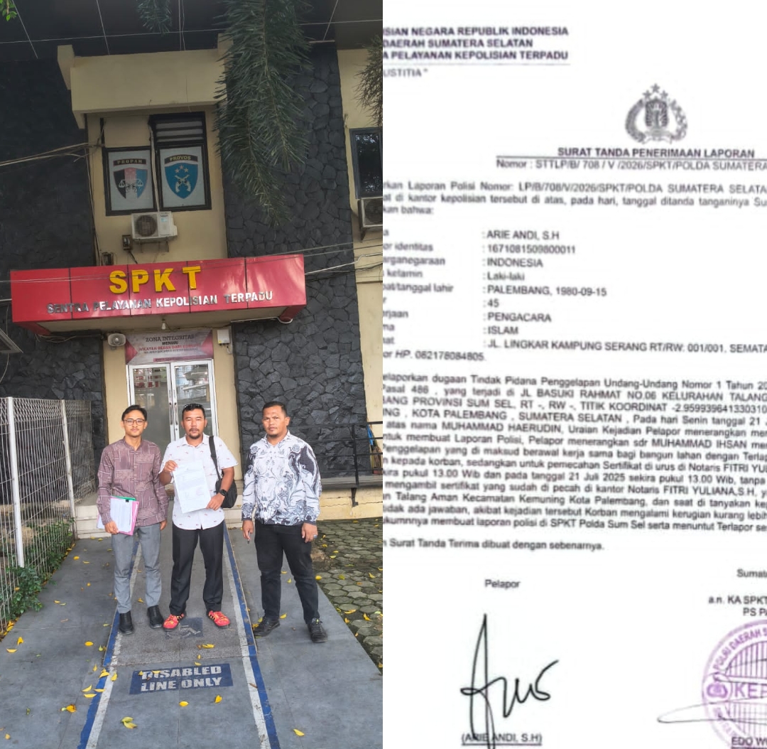 Diduga Tertipu Transaksi Tanah Senilai Ratusan Juta, Muhammad Hasan Tempuh Jalur Hukum dan Lapor ke Polda Sumsel