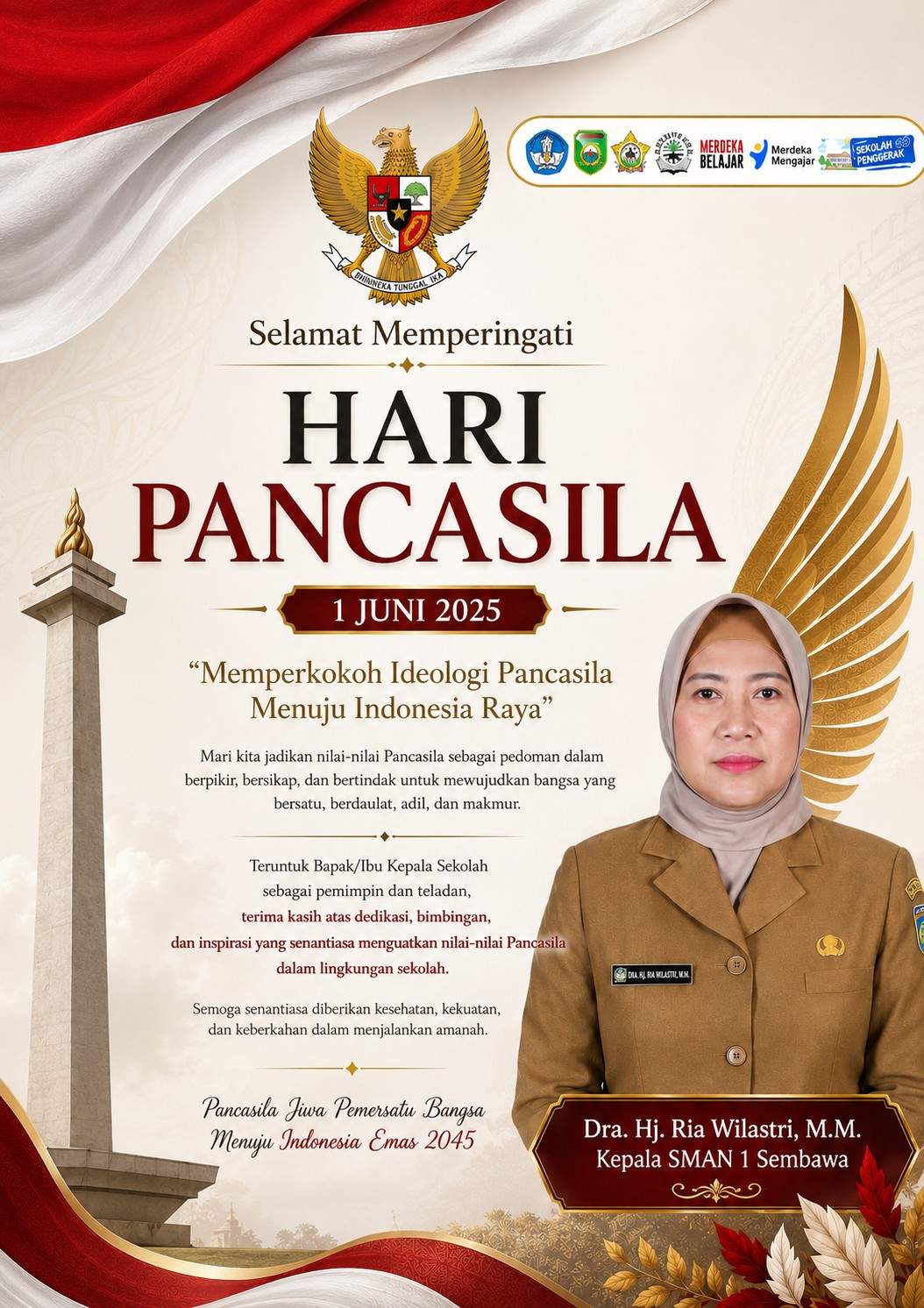Peringatan Hari Lahir Pancasila, Kepala SMAN 1 Sembawa Ajak Warga Sekolah Perkuat Pengamalan Nilai-Nilai Dasar Negara