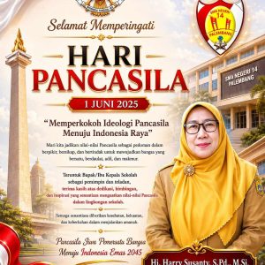 Peringatan Hari Lahir Pancasila, Kepala SMAN 14 Palembang Ajak Warga Sekolah Perkuat Pengamalan Nilai-Nilai Dasar Negara