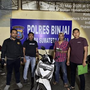 Team Khusus Anti Begal 1.1 Polres Binjai berhasil amankan Sepeda Motor hasil Curian di Kabupaten Langsa Prov. NAD yang melintas di wilayah Kota Binjai “