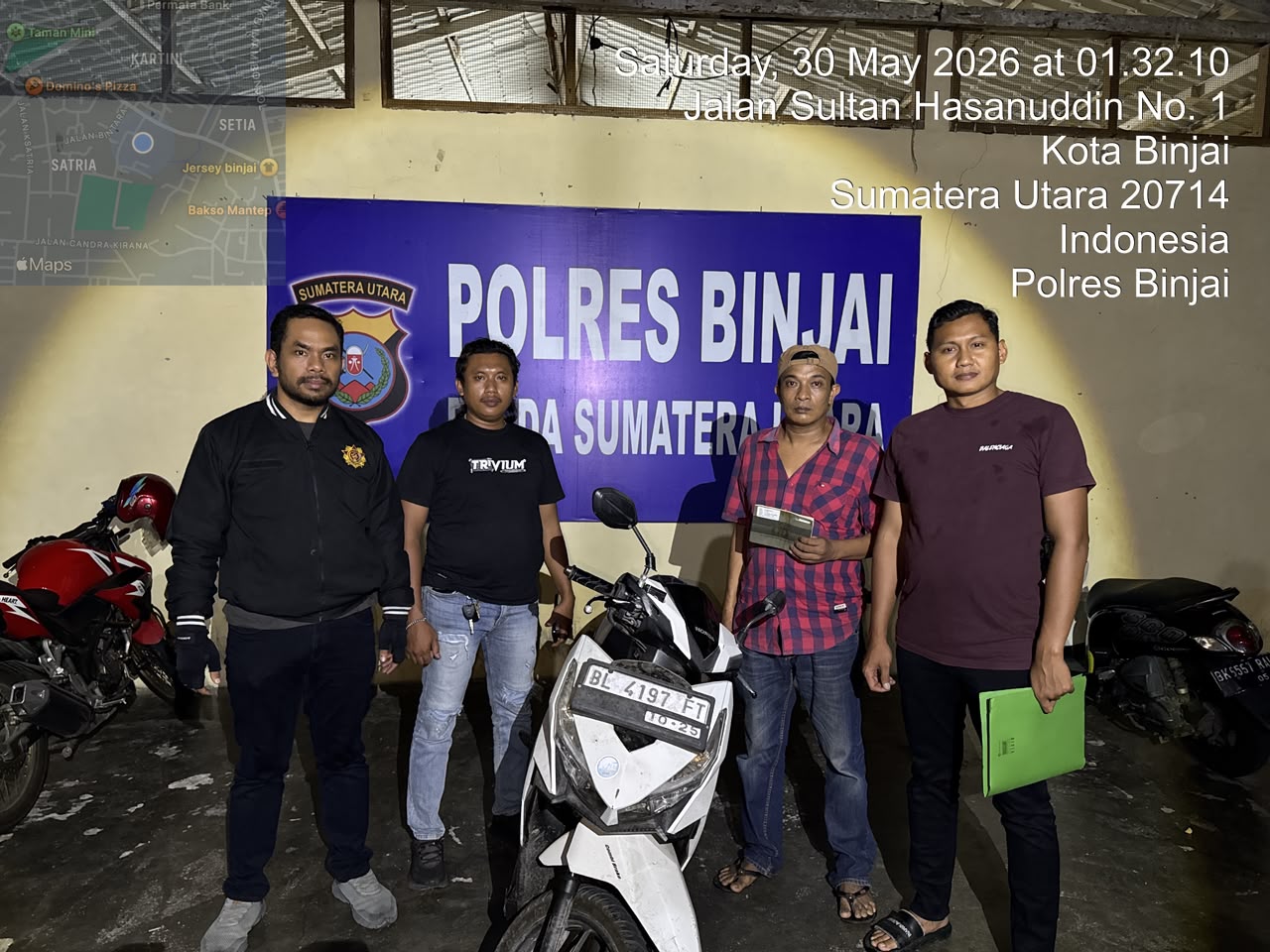 Team Khusus Anti Begal 1.1 Polres Binjai berhasil amankan Sepeda Motor hasil Curian di Kabupaten Langsa Prov. NAD yang melintas di wilayah Kota Binjai “