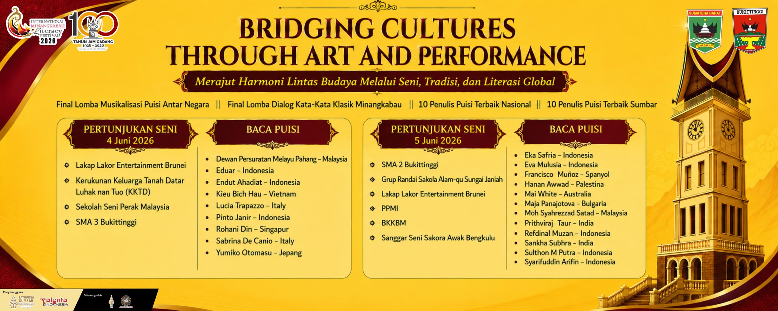 📜 BERITA ACARA Jembatan Budaya Bernyawa: Seni dan Kata Menari di Bukittinggi
