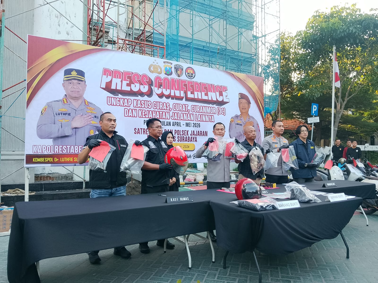 Polrestabes Surabaya Ungkap 163 Kasus Kejahatan Jalanan, 192 Tersangka Diamankan Selama Januari-Mei 2026