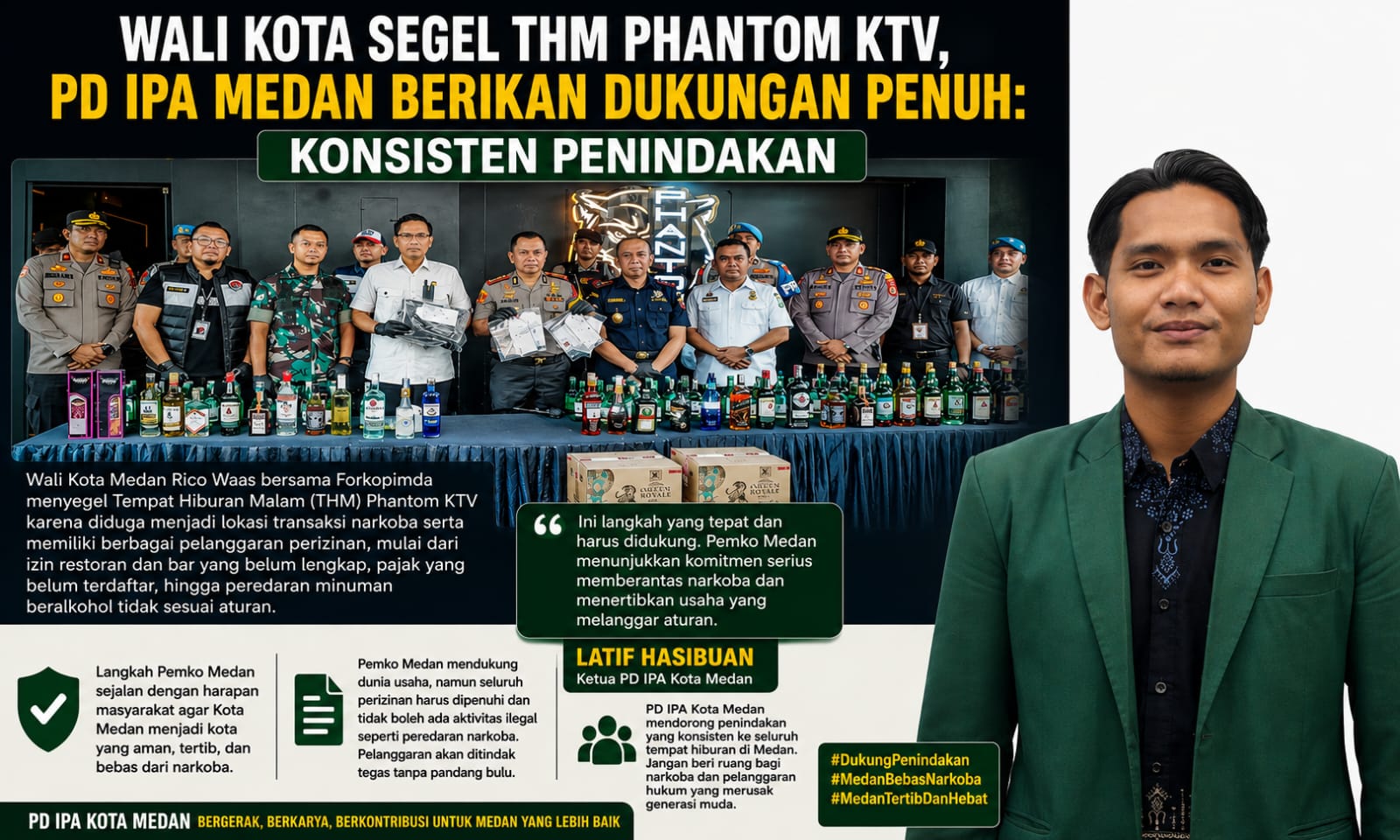 Walikota Segel THM Phantom KTV, PD IPA Medan Minta Berikan Dukungan Penuh : Konsisten Penindakan