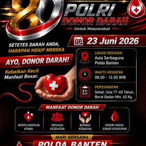 Semarak Hari Bhayangkara ke-80, Polda Banten Gelar Donor Darah dan Khitanan Gratis