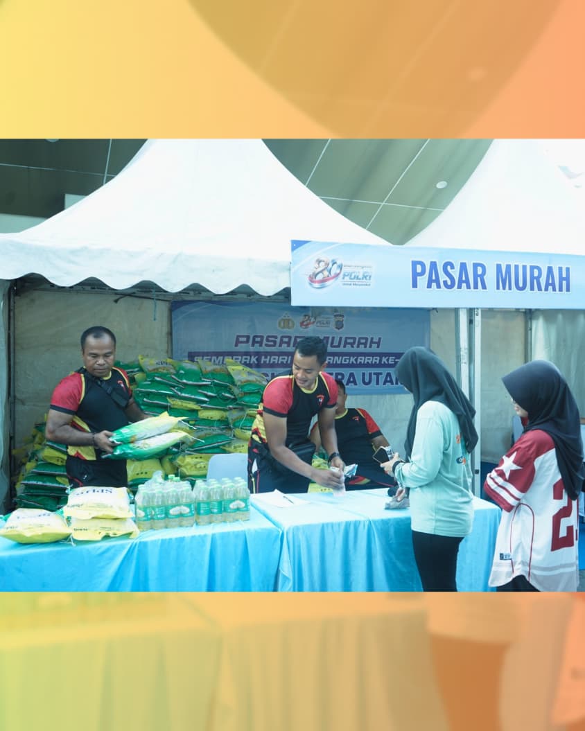 Semarak HUT Bhayangkara ke – 80, Brimob Sumut Bagikan 1.000 Porsi Makan Gratis dan Gelar Pasar Murah untuk Warga di Car Free Day Medan