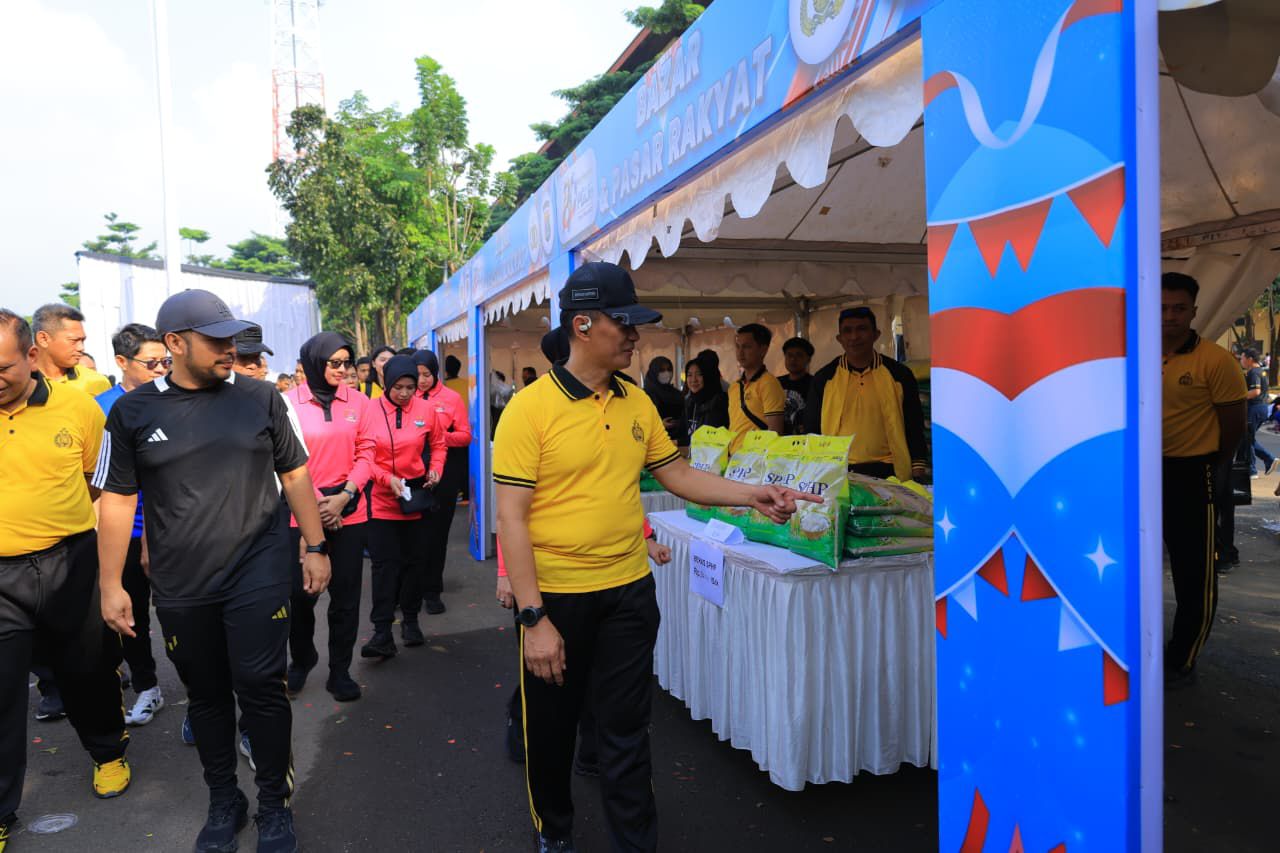 Polda Lampung Gelar Bazar, Pasar Rakyat, Olahraga Bersama, dan Bakti Sosial Sambut Hari Bhayangkara ke-80