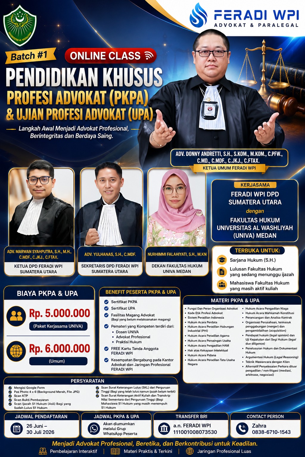 PKPA UPA SUMPAH ADVOKAT FERADI WPI DPD SUMATERA UTARA BEKERJASAMA DENGAN UNIVA (MEDAN)