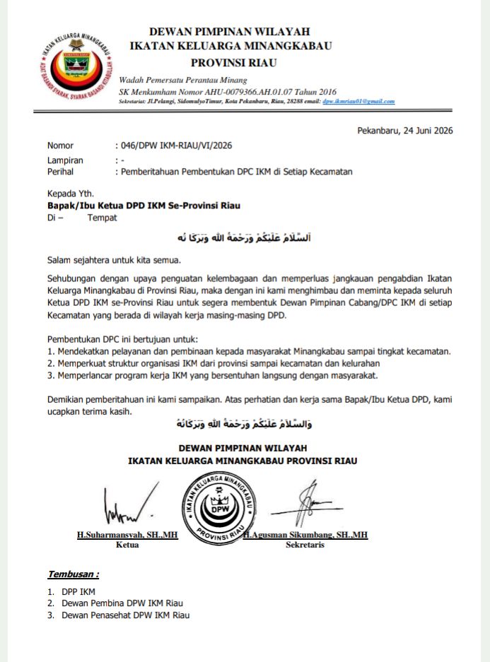 DPW IKM Riau Percepat Pembentukan DPC Kecamatan, Targetkan Penguatan Organisasi Hingga Tingkat Desa
