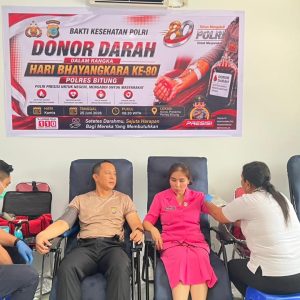 POLRES BITUNG GELAR DONOR DARAH HARI BHAYANGKARA KE-80, WUJUD KEPEDULIAN DAN BAKTI KEMANUSIAAN UNTUK MASYARAKAT
