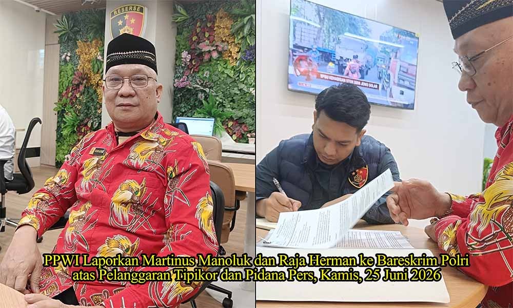 PPWI Resmi Laporkan Martin Manoluk Tampubolon dan Raja Herman ke Bareskrim Polri Terkait Korupsi dan Pidana Pers