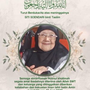 Bang J Mengucapkan Turut Berdukacita Atas Meninggalnya Siti Soendari Binti Taslim ( Ibu Mertua Sri Indah Wulandari )