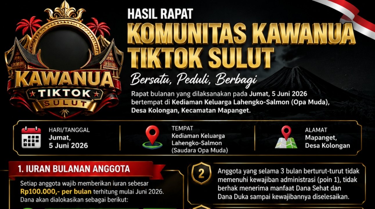 Langkah Nyata Peduli Sesama, Komunitas Kawanua TikTok Sulut Bentuk Dana Sehat dan Dana Duka