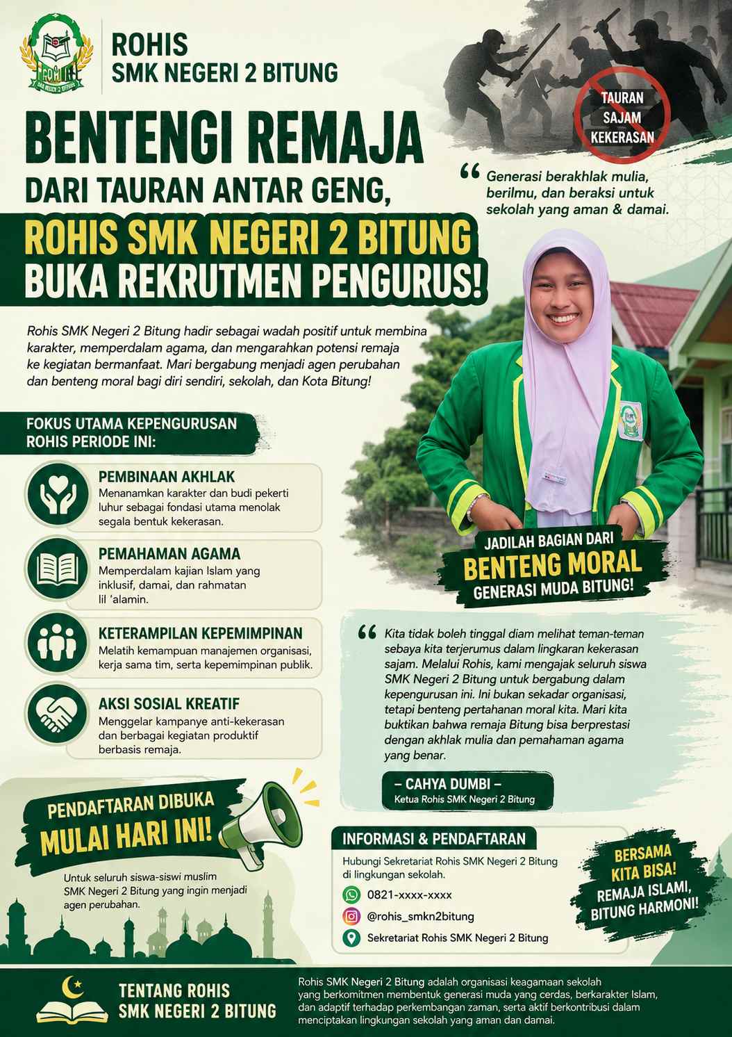Bentengi Remaja dari Tawuran Antar Geng, Rohis SMK Negeri 2 Bitung Buka Rekrutmen Pengurus